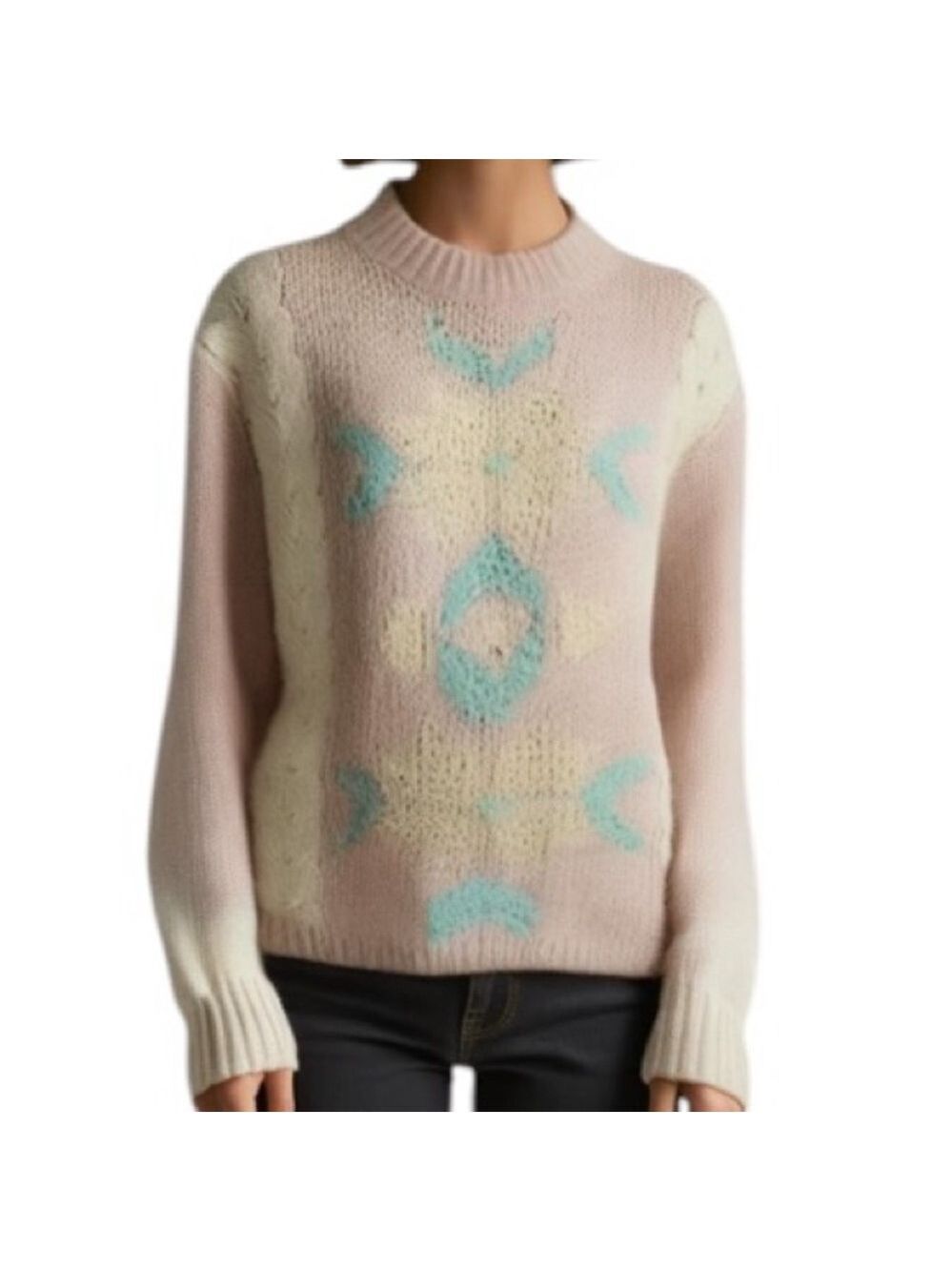 Vintage Distinction Knitted by Hand Patterned Sweater Size L